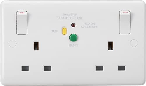 Image of Knightsbridge CU9RCD 13A 2G DP RCD Switched Socket - 30mA (Type A), White