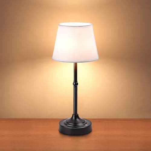 Image of LUTEC Black Cordless Table Lamp, Battery Operated Lamp 3 Color Stepless Dimming, Small Touch Bedside Lamp Home Decor for Dining, Counter