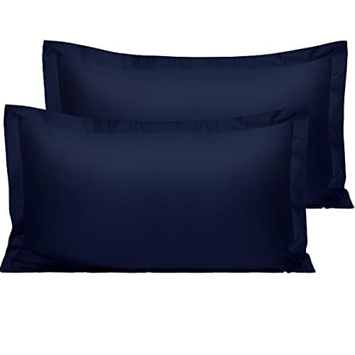 Image of NTBAY 2 Pack 500 Thread Count 100% Egyptian Cotton Oxford Pillowcases, Super Soft and Breathable Euro King Pillow Cases | Hotel Quality Pillow Shams, 50x90 cm, Navy