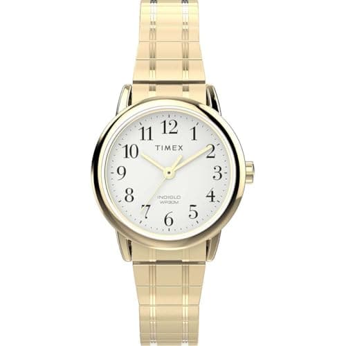 Image of Timex Women's Easy Reader 25mm Watch, Gold-Tone Stainless Steel Expansion Band White Dial Gold-Tone Case