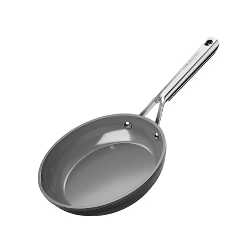 Image of naturepan 20cm Ceramic Frying Pan, Diamond-Titanium Nonstick Pan, PFAS & PTFE & PFOA Free, Stainless Steel Handle, Dishwasher/Oven Safe, Grey