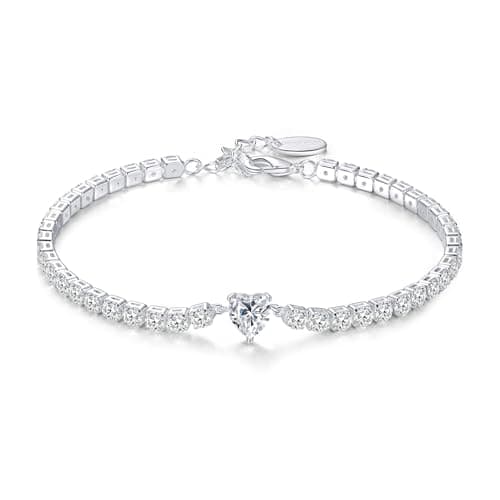 Image of Philip Jones Heart Solitaire Tennis Bracelet Created with Zircondia® Crystals