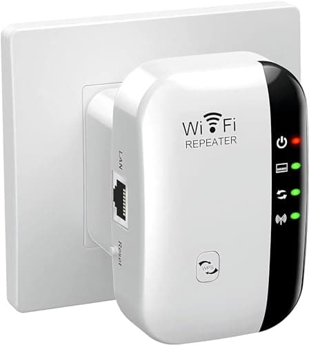 Image of 2026 WiFi Extender, WiFi Booster, WiFi Repeater, Covers Up to 3000 Sq.ft and 45 Devices, Internet Booster - with Ethernet Port, Quick Setup, Home Wireless Signal Booster, UK plug (White2026, S)