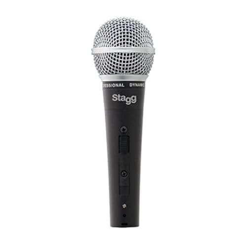 Image of Stagg SDM50 Professional Cardioid Dynamic Microphone, Spherical Mesh Grille / Pop Filter, 3-Pin XLR Connection, Vocal and Instrumental Microphone