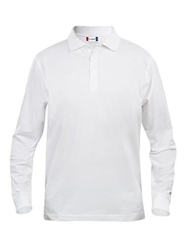 Image of Mens pure cotton long sleeve polo shirt, classic cut, medium weight, 11 verdant colours, XS-5XL (M, White)