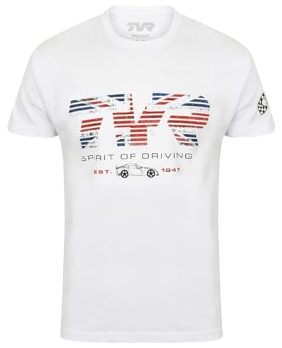 Image of TVR T-Shirt Flag Mens Official Merchandise British Car Union Jack White S