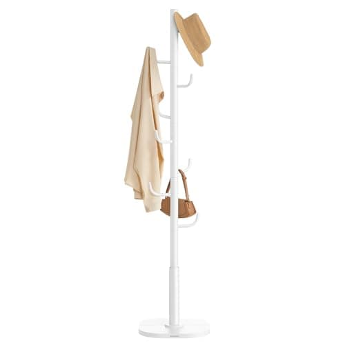Image of SONGMICS Cactus-Shaped Coat Rack, Freestanding Coat Tree, 8 Sturdy Hooks with Upward-Bent Ends, 175.3 cm Tall, for Clothes, Hats, Bags, Cloud White RCR039W01