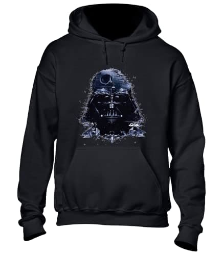 Image of Crown Designs Watercolour Vader Space Wars Sci Fi Movie Film Inspired Premium Quality Unisex Hoodies for Men, Women and Teens - Black / 5XL