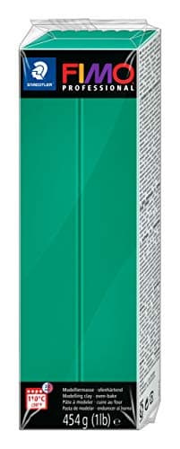 Image of STAEDTLER 8041-500 FIMO Professional Oven-Hardening Polymer Modelling Clay, 454g - True Green (Single Block)