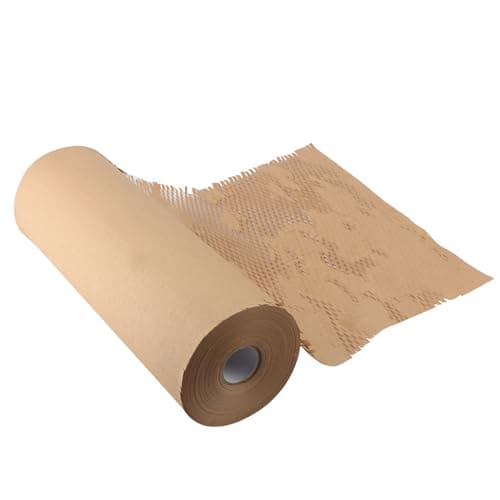 Image of ZEONHAK 38cm x 50m Honeycomb Paper Packaging Roll, Honeycomb Cushioning Wrap Roll, Brown Kraft Honeycomb Packing Paper for Moving, Shipping, Packaging