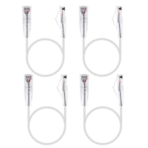 Image of GeeekPi 4PCS Cat6A Ethernet Patch Cable, 50cm, RJ45 Snagless Short Shielded Network Cable, 10Gbps, 500MHz, 28AWG, White