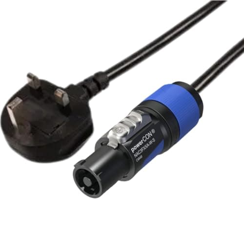 Image of 13A Plug to Neutrik NAC3FXXA-W-S (PowerCON) – Locking Mains Cable for Stage & AV Equipment (Black, 3m)