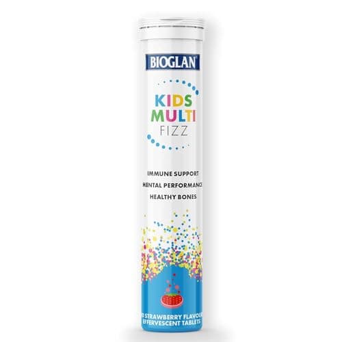 Image of Bioglan Kids Multi Fizz Effervescent | Calcium | Vitamin D, B5 | Strawberry Flavour | 20