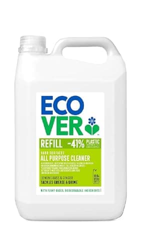 Image of Ecover All Purpose Cleaner Refill, Tackles Dirt & Grime, For Hard Surfaces, Lemongrass & Ginger Scent, Pack of 1, 1 x 5L