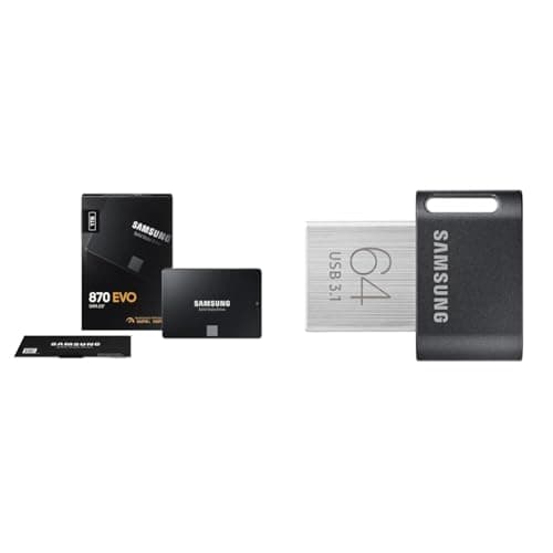 Image of Samsung SSD 870 EVO, 1 TB, Form Factor 2.5”, Intelligent Turbo Write, Magician 6 Software, Black (Internal SSD) & flash drive Gunmetal Gray 64 GB