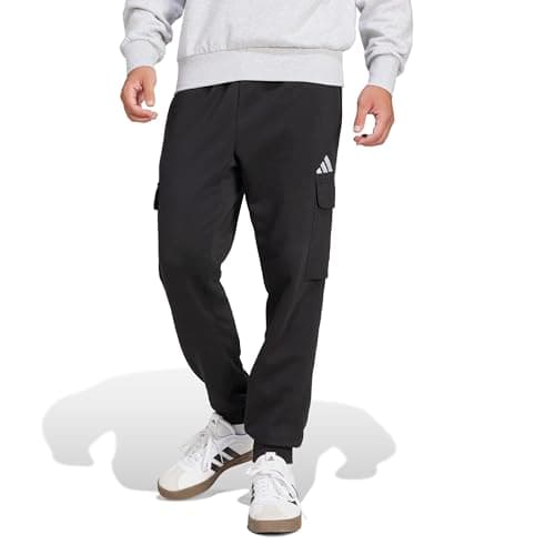 Image of adidas Men's Essentials FEELCOZY Fleece Cargo Pant, Black/White, M