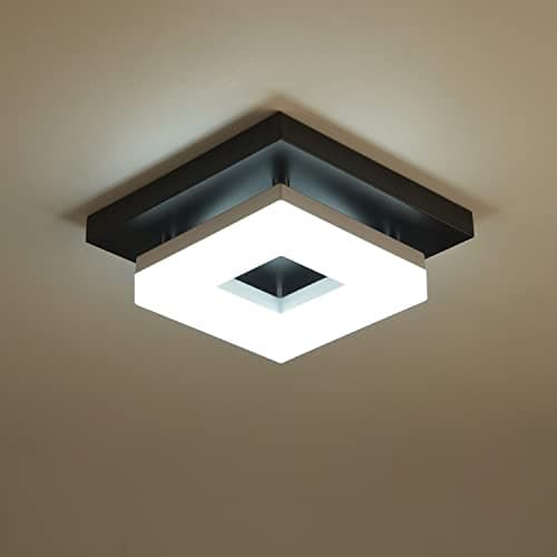 Image of Anmaice Led Ceiling Light 8W, Square Lamp, Modern Adjustable Color Temperature Lights for Bathroom, Hallways, Balcony, Cloakroom, Small Closet, Washrooms, Stairwell, Iron Black