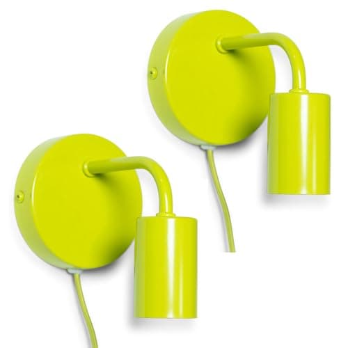 Image of ValueLights | Plug in Colour Pop Lime Green Wall Lights | Wall Lamps & Sconces, Home Décor & Improvement Essential | Pair of 2