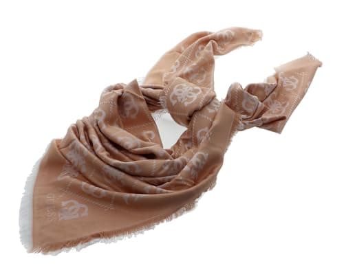 Image of GUESS Eliette Logo Kefiah Scarf 135 x 135 cm Latte Logo
