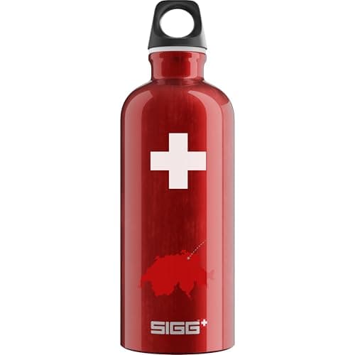 Image of Sigg - Aluminium Water Bottle - Traveller Swiss Country - Climate Neutral Certified - Suitable For Carbonated Beverages - Leakproof - Lightweight - BPA Free - Red - 0.6L