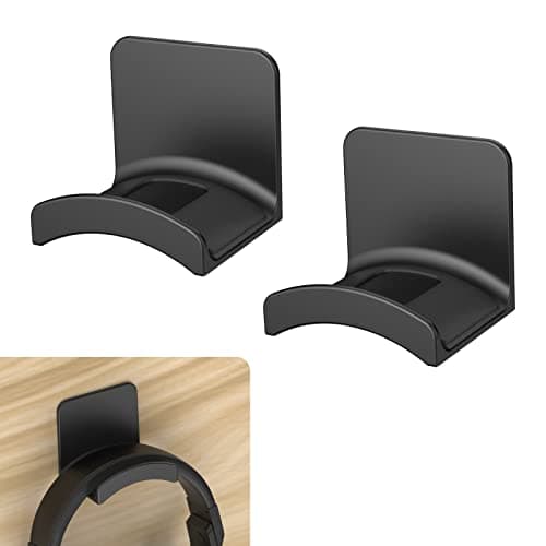 Image of Cozycase Headphone Mount Hanger Holder - 2 Packs Strong Adhesive Headset Hook Stand for Gaming Headphone & Controller up to 2.2lb,Headset Mount for Home/office/ Game Room, Black