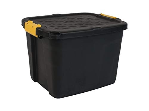 Image of Strata 3 Piece Heavy Duty Storage Box, Secure Stackable Case, 42 Litres, 50 x 40 x 35 cm, Resistant to 410 kg, Black/Yellow