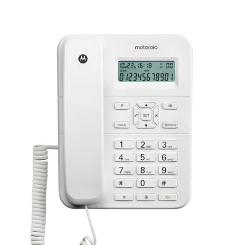 Image of Motorola Voice - CT202 Corded Telephone, 10 Memory Keys, Hands-Free Speakerphone, Music on Hold, Caller ID, Last Number Redial - White
