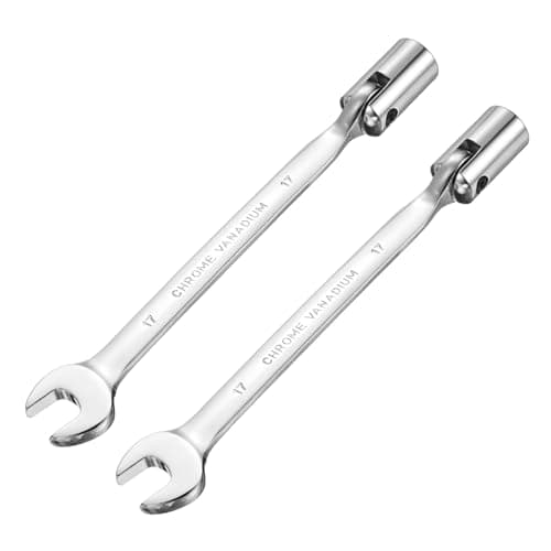 Image of sourcing map 2 Pcs 17mm Swivel Head Socket Combination Spanner Wrench CR-V Steel Rotary Torx Socket Head Open End Wrenches Spanner Mirror Polishing for Auto Car Repairing