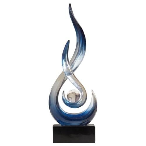 Image of XYQXYQ Modern Abstract Art Table Decoration,Resin Flame Statue Modern Blue Centerpiece Ornaments for Living Room Great Gift Idea Home Decor,Collectibles