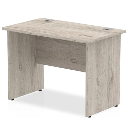 Image of Mr Office Impulse Slimline Panel End Straight Desk - 600mm deep, Grey oak, 1000