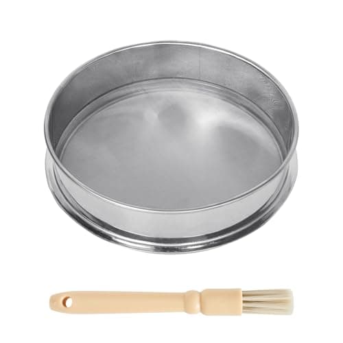 Image of Flour Sieve Stainless Steel, 120 Mesh Stainless Steel Herb Pollen Sifter, Herb Pollen Sieve, Round Sieves for Baking, Fine Mesh Sieves for Kitchen, Flour, Rice, Pasta, Cocoa Powder (20cm)