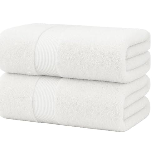 Image of Diamond Tex Premium Extra Large Bath Sheet (90x180 cm–600 GSM) 100% Egyptian Cotton towels bath sheet, Ultra Soft jumbo bath sheets towels extra large Quick Dry big towels (2 Pack, White)