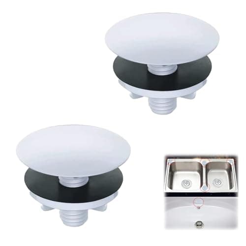 Image of GIONAR 2 PCS Kitchen Sink Hole Covers, 50mm Stainless Steel Sink Blanking Cap, Kitchen Sink Tap Hole Stopper, Faucet Hole Cover for Bathroom & Countertop(White,49mm)