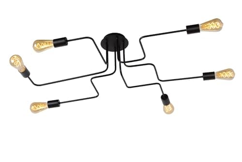 Image of LUCIDE Lester - Flush Ceiling Light - 6xE27 - Black