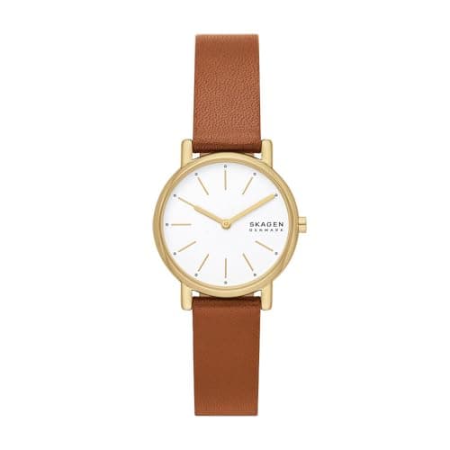 Image of SKAGEN Signatur Lille Watch for Women, Gold Tone Quartz Two Hand Movement with Stainless Steel or Leather Strap
