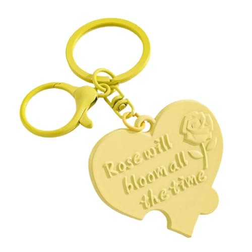 Image of YPBEW Letter Keychain Jewelry Piece Sturdy Alloy Construction Heart Shaped Rings for Keys and Styles Statements Rose Alloy Keychain Jewelry