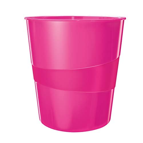 Image of Leitz 15 Litre Waste Bin, Plastic, Wow Range, Metallic Pink