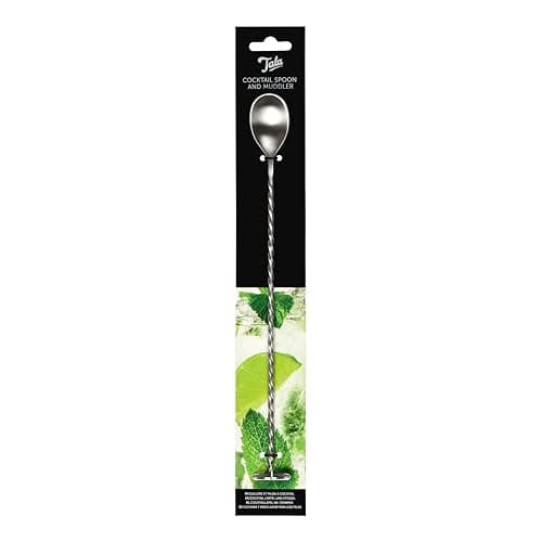 Image of Tala Stainless Steel Cocktail Spoon, 27.5cm Bar Spoon with Weighted End, Spiral Handle & Muddler, Double-Ended for Mixing, Layering & Crushing, Dishwasher Safe