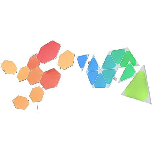 Image of Nanoleaf Shapes Hexagons Starter Kit - 9 Light Panels & Shapes Mini Triangles Expansion Pack - 10 Additional Mini Light Panels