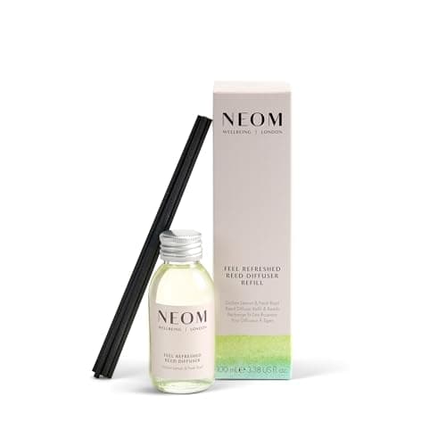 Image of NEOM Feel Refreshed Reed Diffuser Refill, 100ml I Sicilian lemon and fresh basil I 100% natural fragrances for 12 weeks I Pure essential oils I Energising