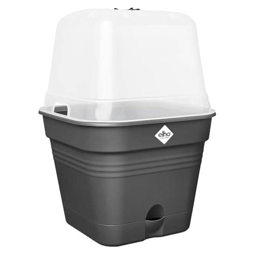 Image of elho Green Basics Growpot Square Allin1 20 - Flower Pot for Grow your own - Ø 19.5 x H 16.5 cm - Black/Living Black