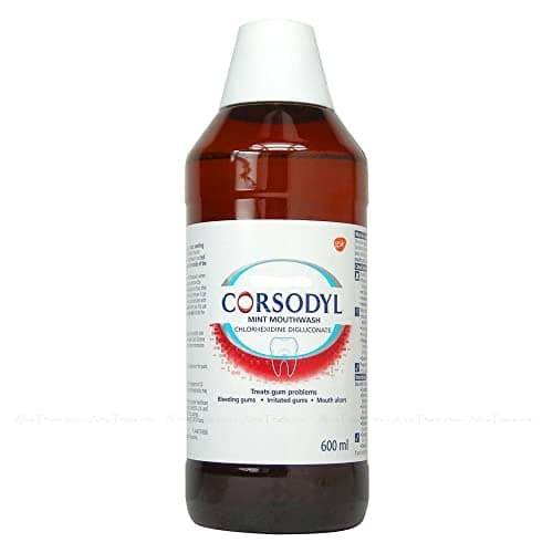 Image of Corsodyl Mint Flavour Mouthwash, Specially Designed Benefits for Stop and Prevent Bleeding Gums, Irritated Gums, Mouth Ulcers, 600ml
