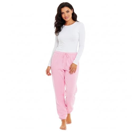 Image of INSIGNIA Ladies Jogging Pants Lounge Trousers (UK, Alpha, S, Regular, Regular, Pink Elasticated Bottom)