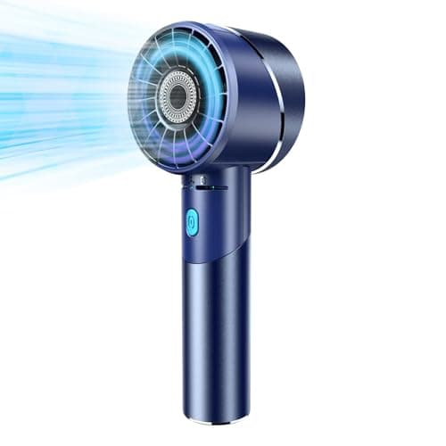 Image of COZOME Handheld Fan, 7000RPM Turbo Portable Fan with 16H Battery, 4-Speed USB Rechargeable Mini Fan | Metal Alloy Pocket Fan, Travel Essentials for Outdoor, Travel, Office, Home | Summer Gift, Blue