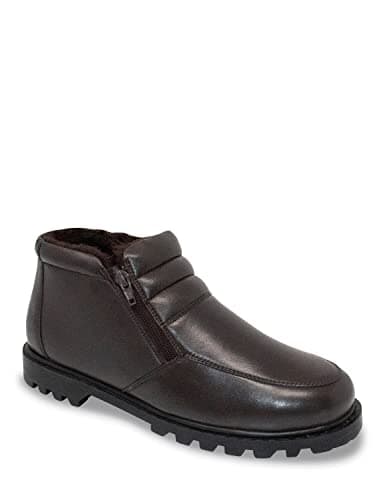 Image of Chums Men's Leather Thermal Lined Twin Zip Winter Boots, Fleece Insole, Grip Sole, Standard Fit (Sizes 6-12) Brown 10 UK