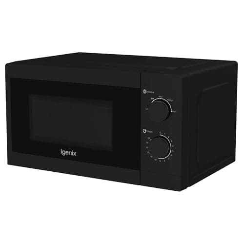 Image of Igenix 20L 800W Black Manual Microwave – 5 Power Levels, Defrost Setting, 35-Min Timer, Push Button Door, 255mm Turntable – IGMS08080B