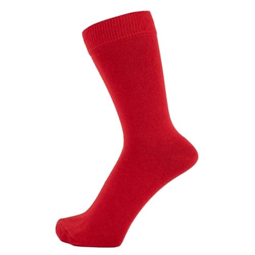 Image of ZAKIRA Combed Cotton Dress Socks - Plain Colour Business Crew Socks for Men & Women, Soft Breathable Cotton, 4-6 (UK), Red