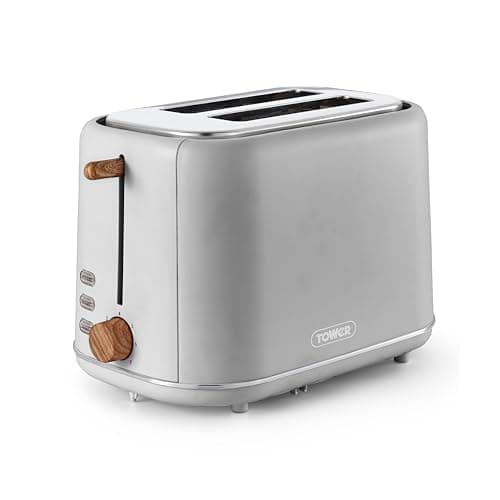 Image of Tower T20027GRY Scandi 2 Slice Toaster with Adjustable Browning Control, Centring Function, 800W, Dove Grey