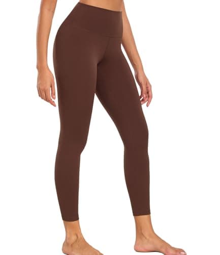 Image of wirarpa Women's High Waisted Gym Leggings Ladies Soft Yoga Pants 25" Workout Running Sports Leggings for Women Chocolate Brown Size M