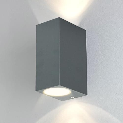 Image of Kerry Outdoor Wall Lights, Outside Wall Light Mains Powered, Up Down External Lighting, IP44 Waterproof Anthracite Modern Rectangle Lamp, GU10 Wall Mounted Garden Lights for Front Door, Proch(No Bulb)